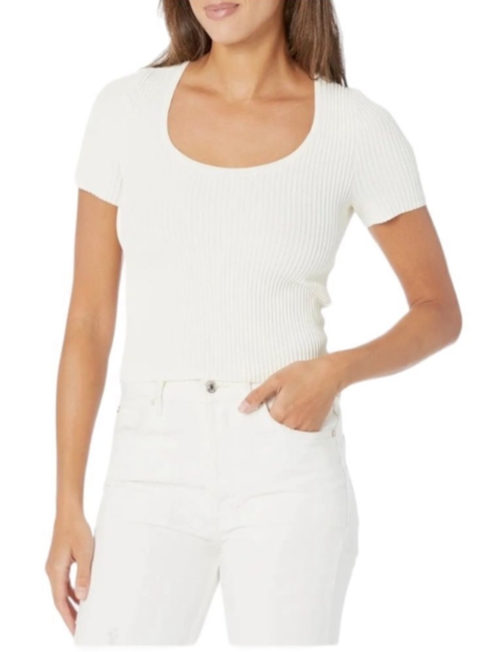 Madewell | Ivory Ottoman Crop Sweater Tee Short Sleeve